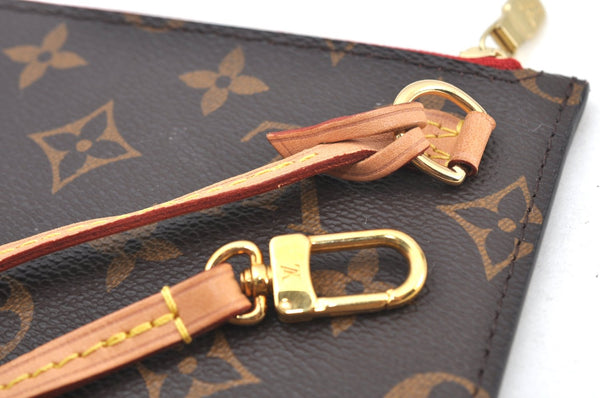 Authentic Louis Vuitton Monogram Neverfull Pouch Purse Clutch Bag Red LV K8546