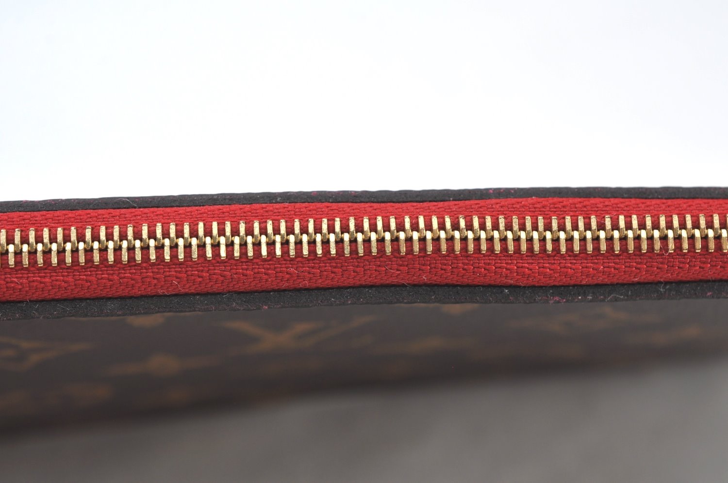 Authentic Louis Vuitton Monogram Neverfull Pouch Purse Clutch Bag Red LV K8546