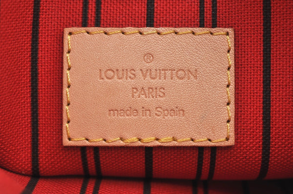 Authentic Louis Vuitton Monogram Neverfull Pouch Purse Clutch Bag Red LV K8546