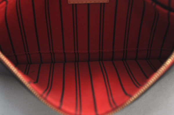 Authentic Louis Vuitton Monogram Neverfull Pouch Purse Clutch Bag Red LV K8546