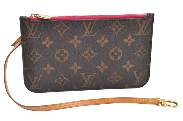 Authentic Louis Vuitton Monogram Neverfull Pouch Purse Clutch Bag Pink LV K8547