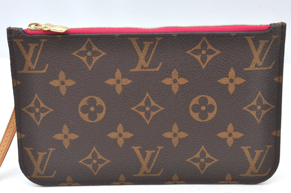 Authentic Louis Vuitton Monogram Neverfull Pouch Purse Clutch Bag Pink LV K8550