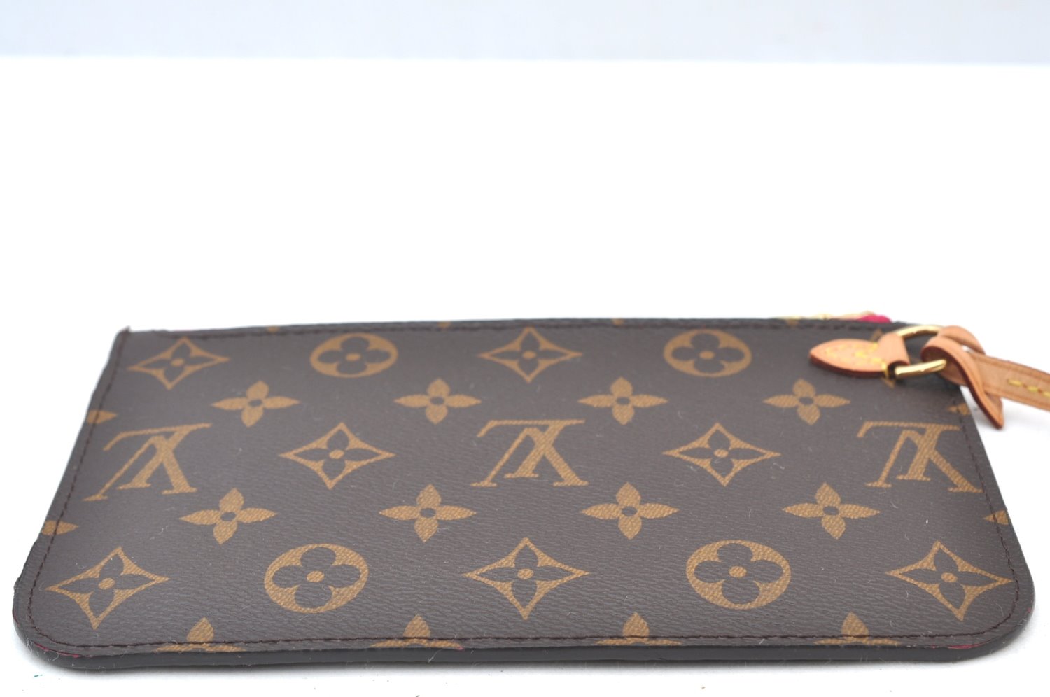 Authentic Louis Vuitton Monogram Neverfull Pouch Purse Clutch Bag Pink LV K8550