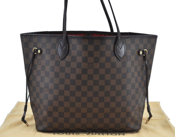 Authentic Louis Vuitton Damier Neverfull MM Shoulder Tote Bag N51105 LV K9020