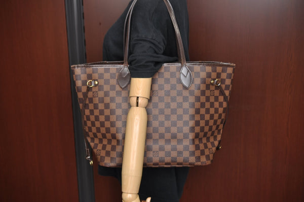 Authentic Louis Vuitton Damier Neverfull MM Shoulder Tote Bag N41358 LV K9061