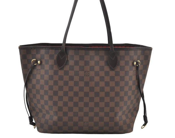 Authentic Louis Vuitton Damier Neverfull MM Shoulder Tote Bag N51105 LV K9089