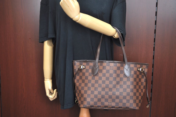 Authentic Louis Vuitton Damier Neverfull PM Shoulder Tote Bag N51109 LV K9109