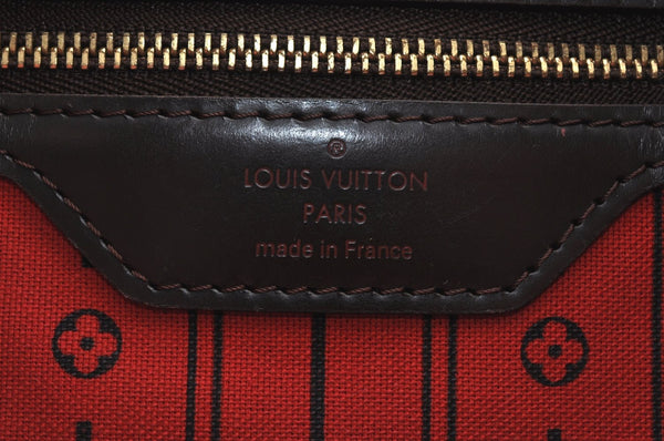 Authentic Louis Vuitton Damier Neverfull MM Shoulder Tote Bag N51105 LV K9188