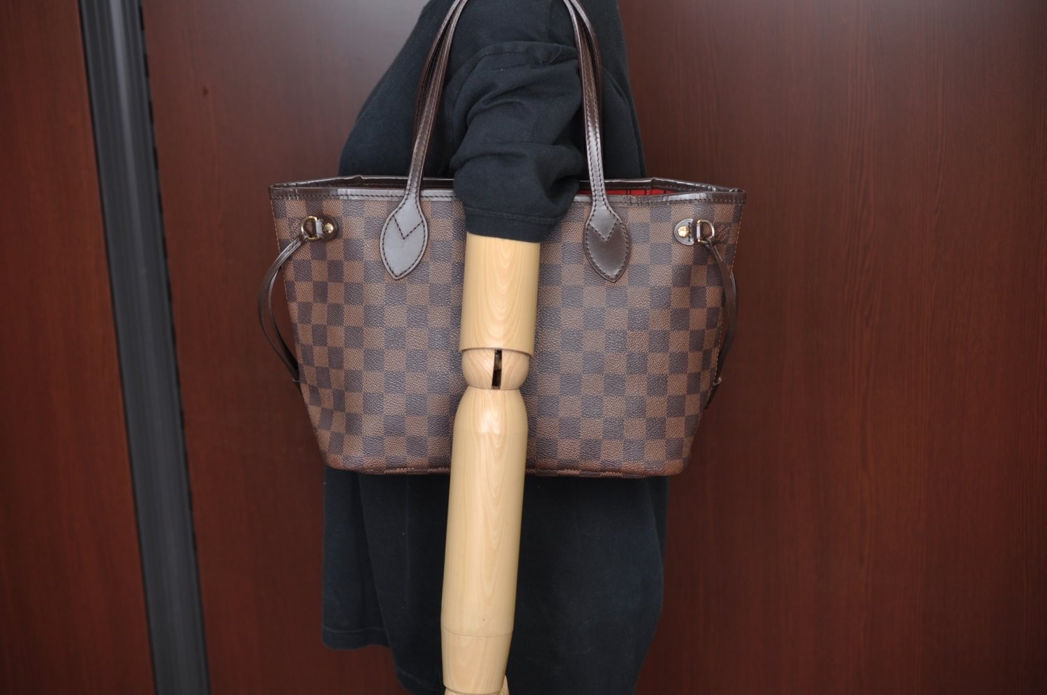 Authentic Louis Vuitton Damier Neverfull PM Shoulder Tote Bag N51109 LV K9268