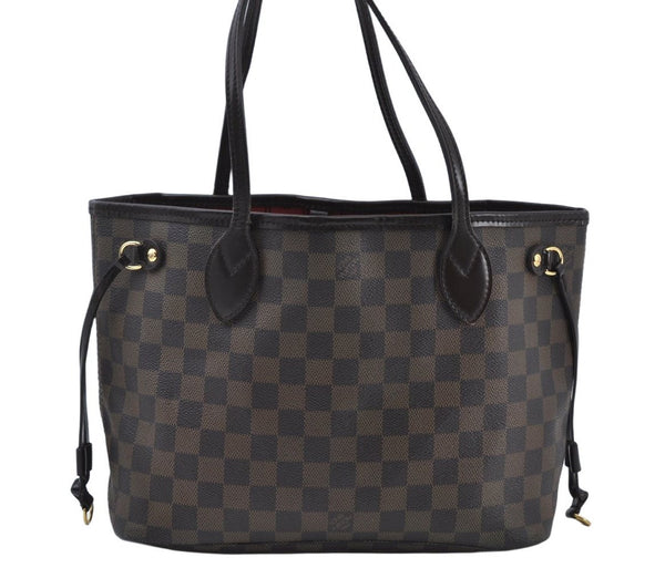 Authentic Louis Vuitton Damier Neverfull PM Shoulder Tote Bag N51109 LV K9409