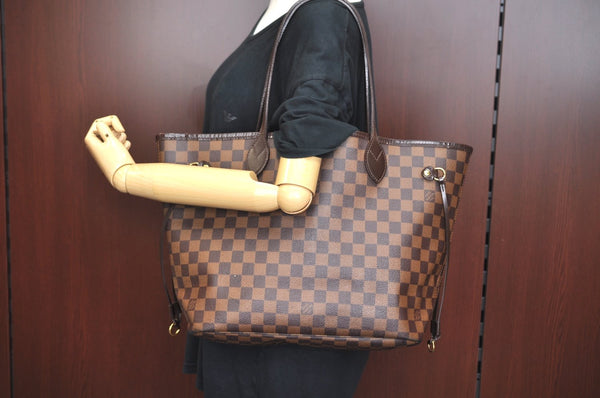 Authentic Louis Vuitton Damier Neverfull MM Shoulder Tote Bag N51105 LV K9416