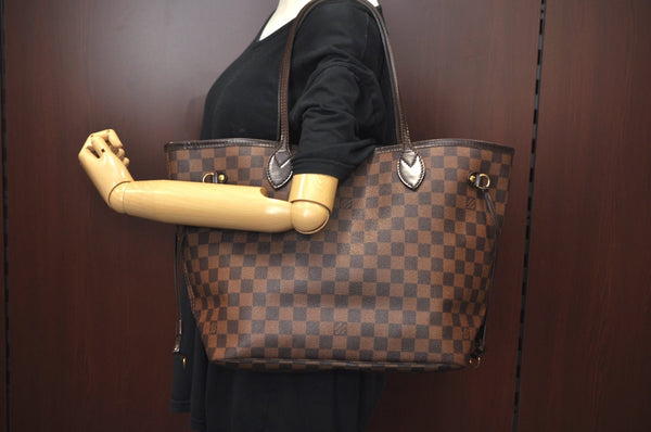 Authentic Louis Vuitton Damier Neverfull MM Shoulder Tote Bag N51105 LV K9467