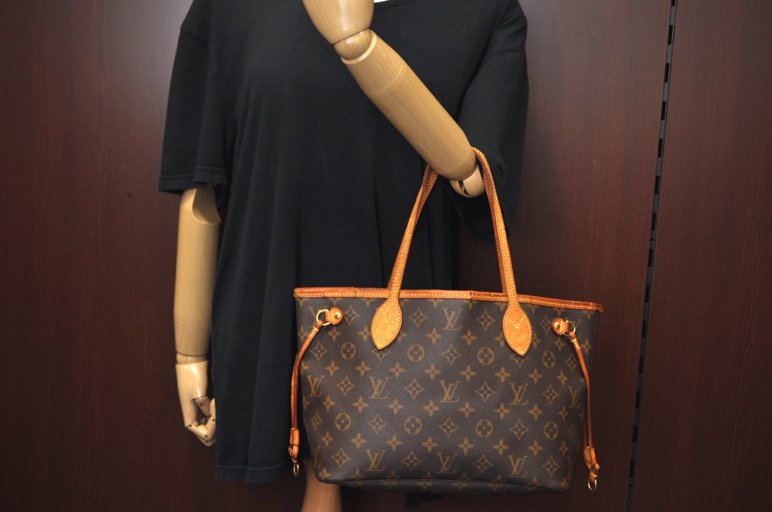 Authentic Louis Vuitton Monogram Neverfull PM Shoulder Tote Bag M40155 LV K9739