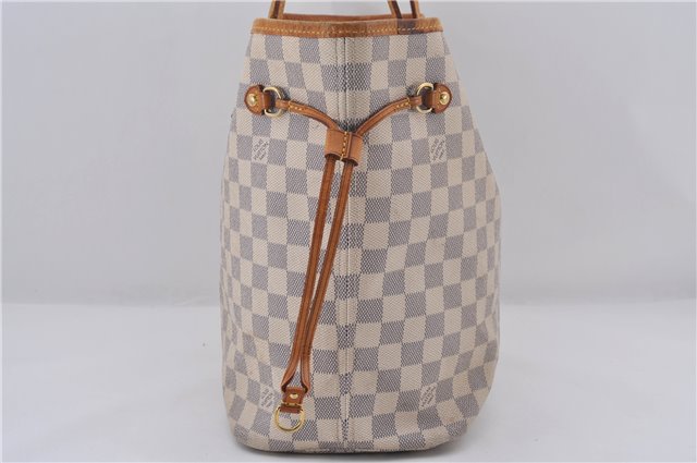 Authentic Louis Vuitton Damier Azur Neverfull MM Tote Bag N51107 LV 0035E