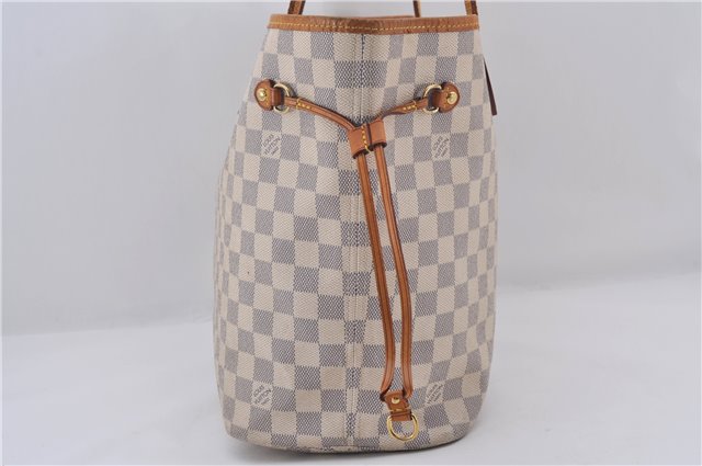 Authentic Louis Vuitton Damier Azur Neverfull MM Tote Bag N51107 LV 0035E