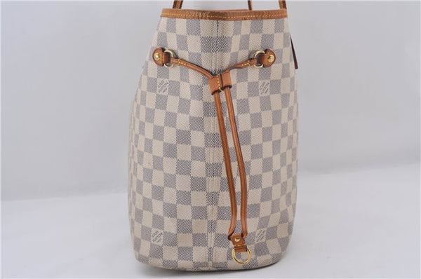 Authentic Louis Vuitton Damier Azur Neverfull MM Tote Bag N51107 LV 0035E
