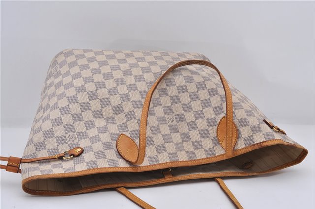 Authentic Louis Vuitton Damier Azur Neverfull MM Tote Bag N51107 LV 0035E