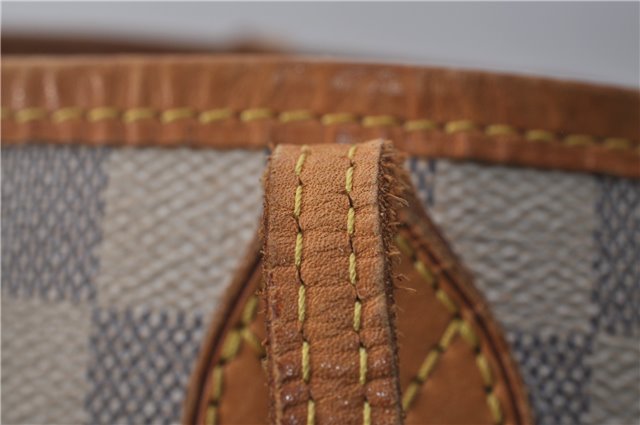 Authentic Louis Vuitton Damier Azur Neverfull MM Tote Bag N51107 LV 0035E