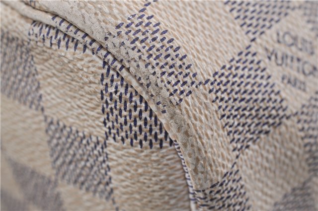 Authentic Louis Vuitton Damier Azur Neverfull MM Tote Bag N51107 LV 0035E