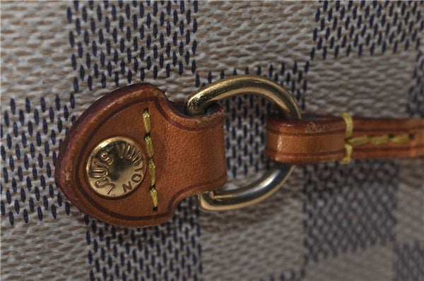 Authentic Louis Vuitton Damier Azur Neverfull MM Tote Bag N51107 LV 0035E