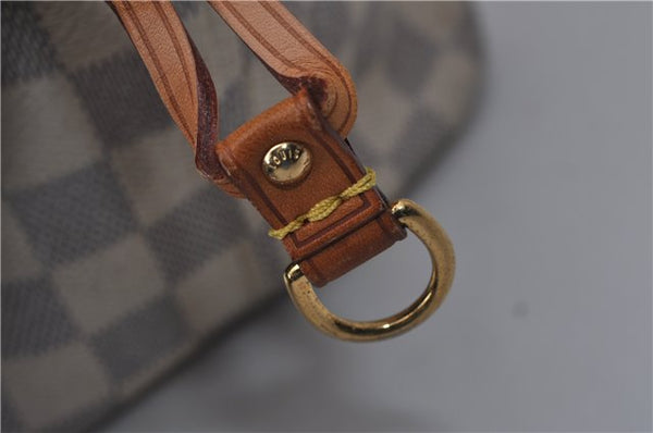 Authentic Louis Vuitton Damier Azur Neverfull MM Tote Bag N51107 LV 0035E