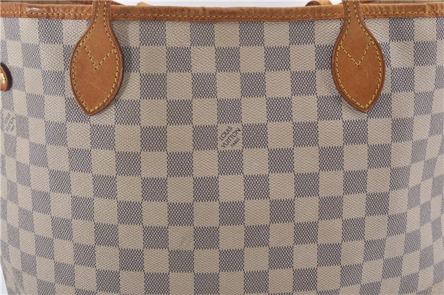 Authentic Louis Vuitton Damier Azur Neverfull MM Tote Bag N51107 LV 0035E