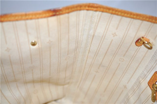 Authentic Louis Vuitton Damier Azur Neverfull MM Tote Bag N51107 LV 0035E