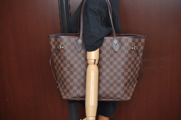 Authentic Louis Vuitton Damier Neverfull MM Shoulder Tote Bag N51105 LV 0333F