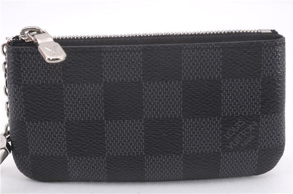 Authentic Louis Vuitton Damier Graphite Pochette Cles Coin Case N60155 Box 0358F