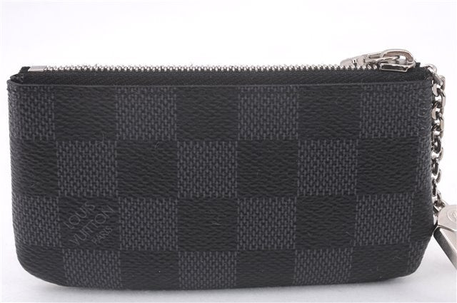 Authentic Louis Vuitton Damier Graphite Pochette Cles Coin Case N60155 Box 0358F