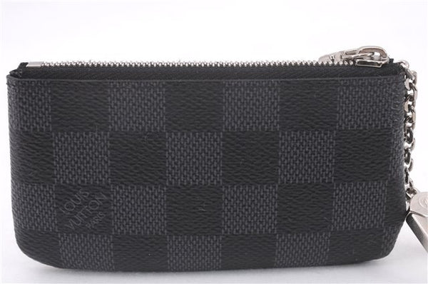 Authentic Louis Vuitton Damier Graphite Pochette Cles Coin Case N60155 Box 0358F