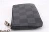 Authentic Louis Vuitton Damier Graphite Pochette Cles Coin Case N60155 Box 0358F