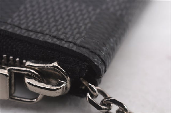 Authentic Louis Vuitton Damier Graphite Pochette Cles Coin Case N60155 Box 0358F