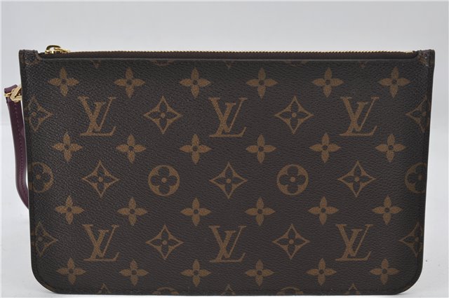 Authentic Louis Vuitton Monogram Neverfull Pouch Purse Clutch Bag Purple 0367F