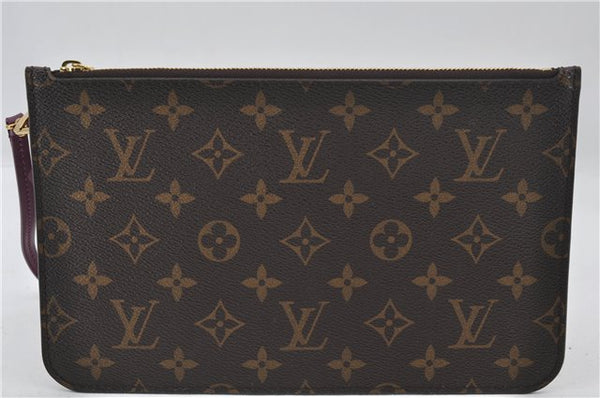 Authentic Louis Vuitton Monogram Neverfull Pouch Purse Clutch Bag Purple 0367F