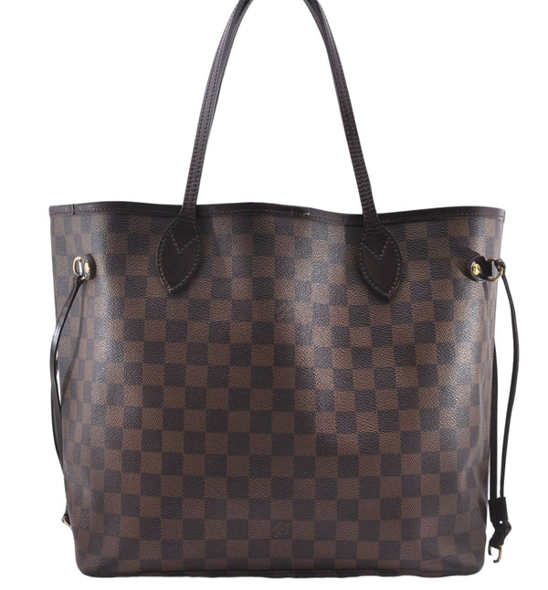 Authentic Louis Vuitton Damier Neverfull MM Shoulder Tote Bag N51105 LV 0413E
