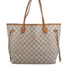 Authentic Louis Vuitton Damier Azur Neverfull MM Tote Bag N51107 LV 0508E