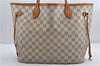 Authentic Louis Vuitton Damier Azur Neverfull MM Tote Bag N51107 LV 0508E