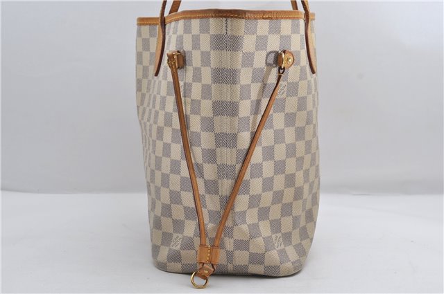 Authentic Louis Vuitton Damier Azur Neverfull MM Tote Bag N51107 LV 0508E