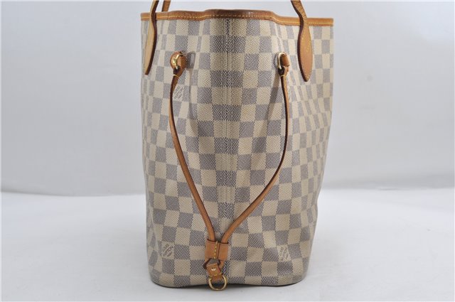 Authentic Louis Vuitton Damier Azur Neverfull MM Tote Bag N51107 LV 0508E