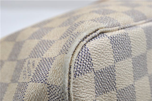 Authentic Louis Vuitton Damier Azur Neverfull MM Tote Bag N51107 LV 0508E