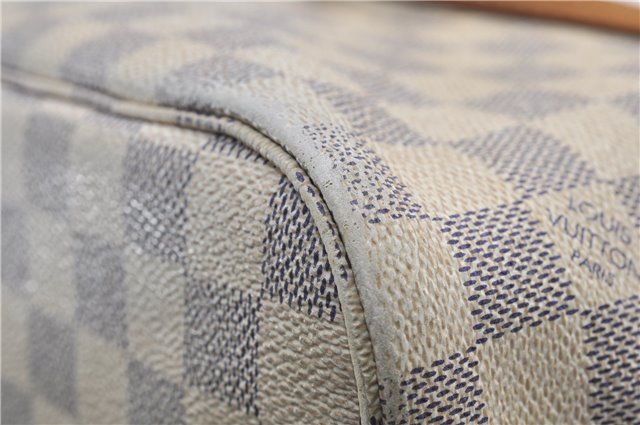 Authentic Louis Vuitton Damier Azur Neverfull MM Tote Bag N51107 LV 0508E