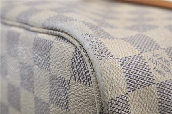 Authentic Louis Vuitton Damier Azur Neverfull MM Tote Bag N51107 LV 0508E