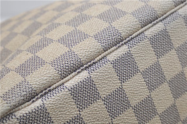 Authentic Louis Vuitton Damier Azur Neverfull MM Tote Bag N51107 LV 0508E