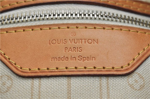 Authentic Louis Vuitton Damier Azur Neverfull MM Tote Bag N51107 LV 0508E