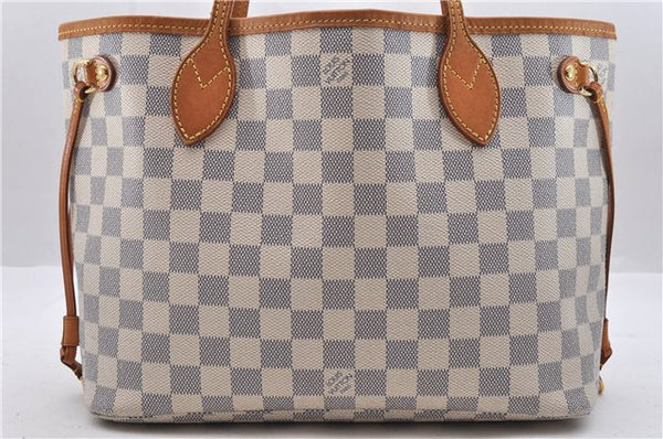 Authentic Louis Vuitton Damier Azur Neverfull PM Tote Bag N51110 LV 0936D