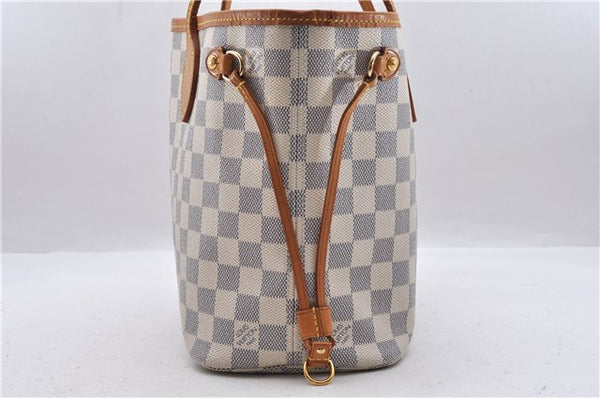 Authentic Louis Vuitton Damier Azur Neverfull PM Tote Bag N51110 LV 0936D