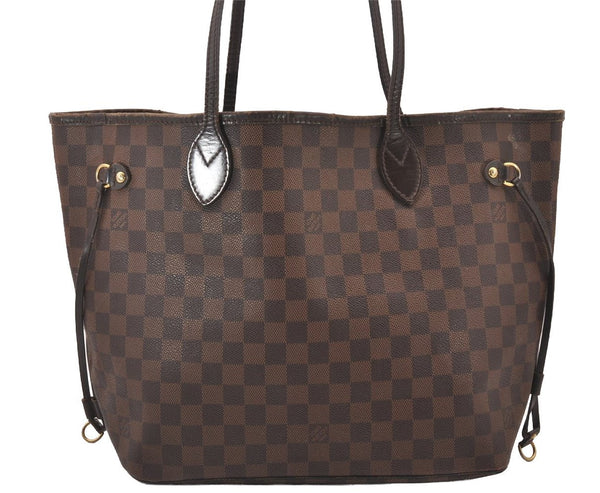 Authentic Louis Vuitton Damier Neverfull MM Shoulder Tote Bag N51105 LV 0953I