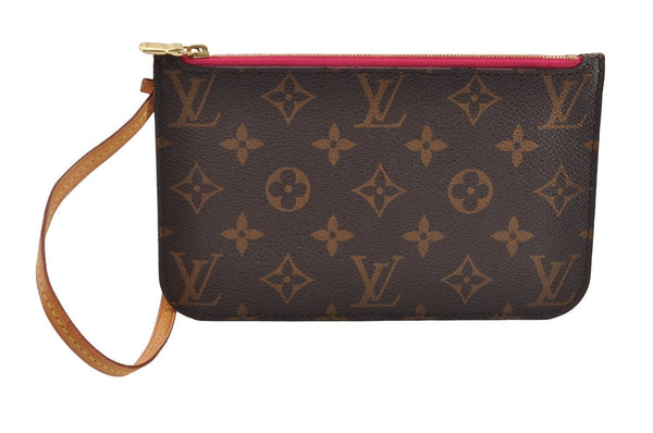 Authentic Louis Vuitton Monogram Neverfull MM Pouch Purse Clutch Bag Pink 1058I