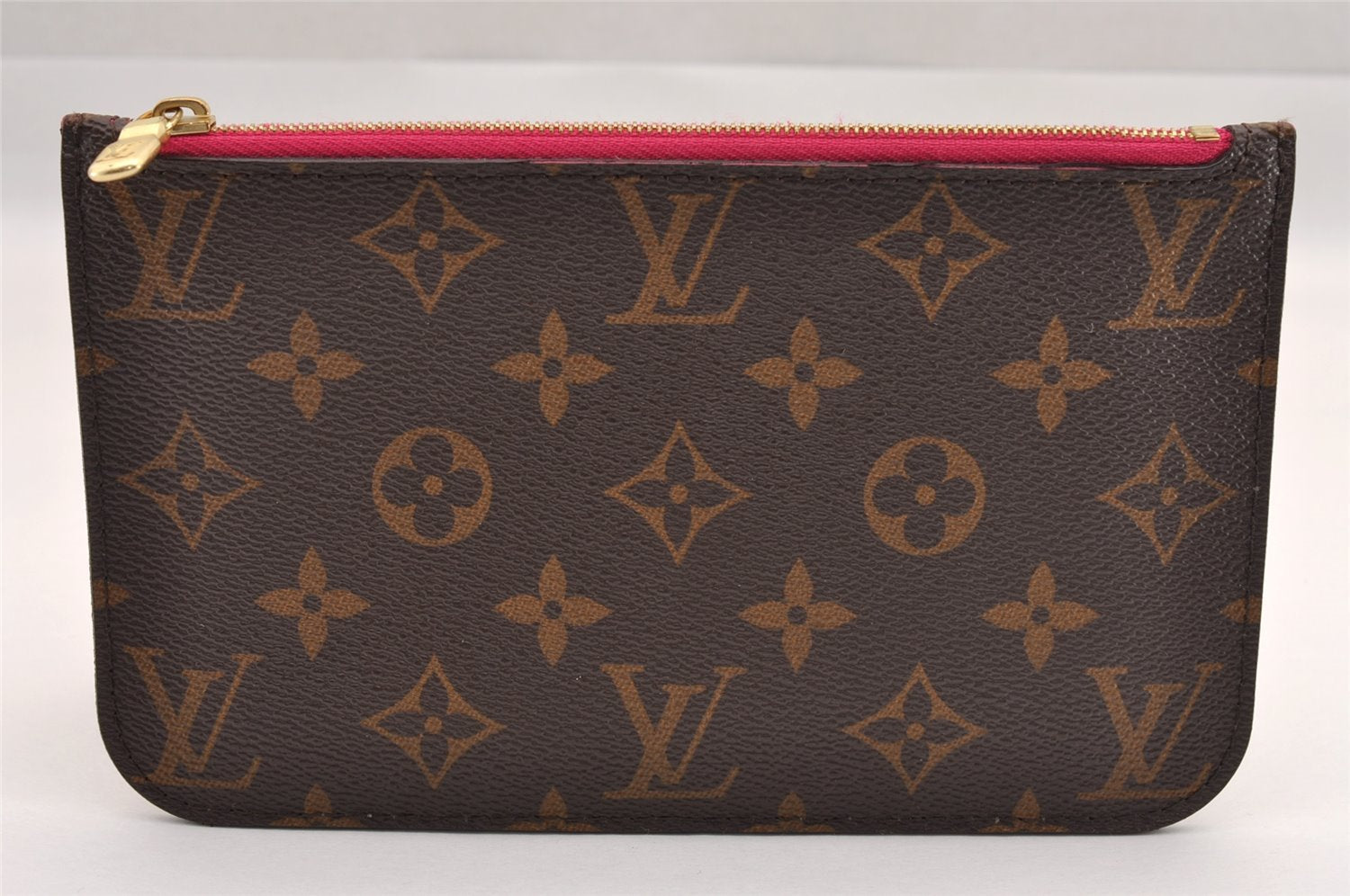 Authentic Louis Vuitton Monogram Neverfull MM Pouch Purse Clutch Bag Pink 1058I